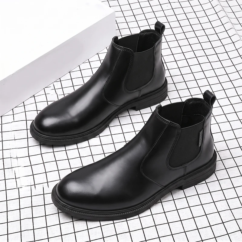 Men Formal Wear With Boots - Botines Chelsea de cuero para hombre,