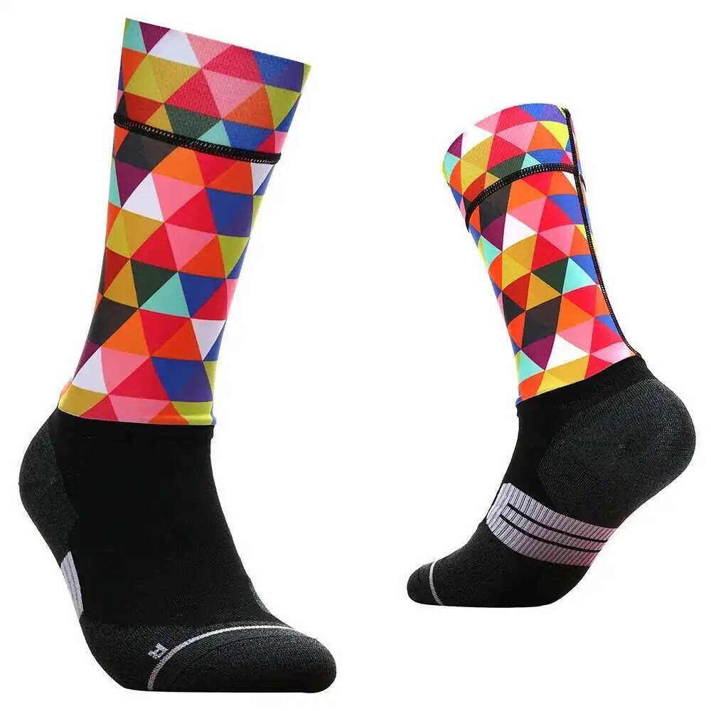 Sock Garter Men - Calcetines de ciclismo geométricos vibrantes: transpirables