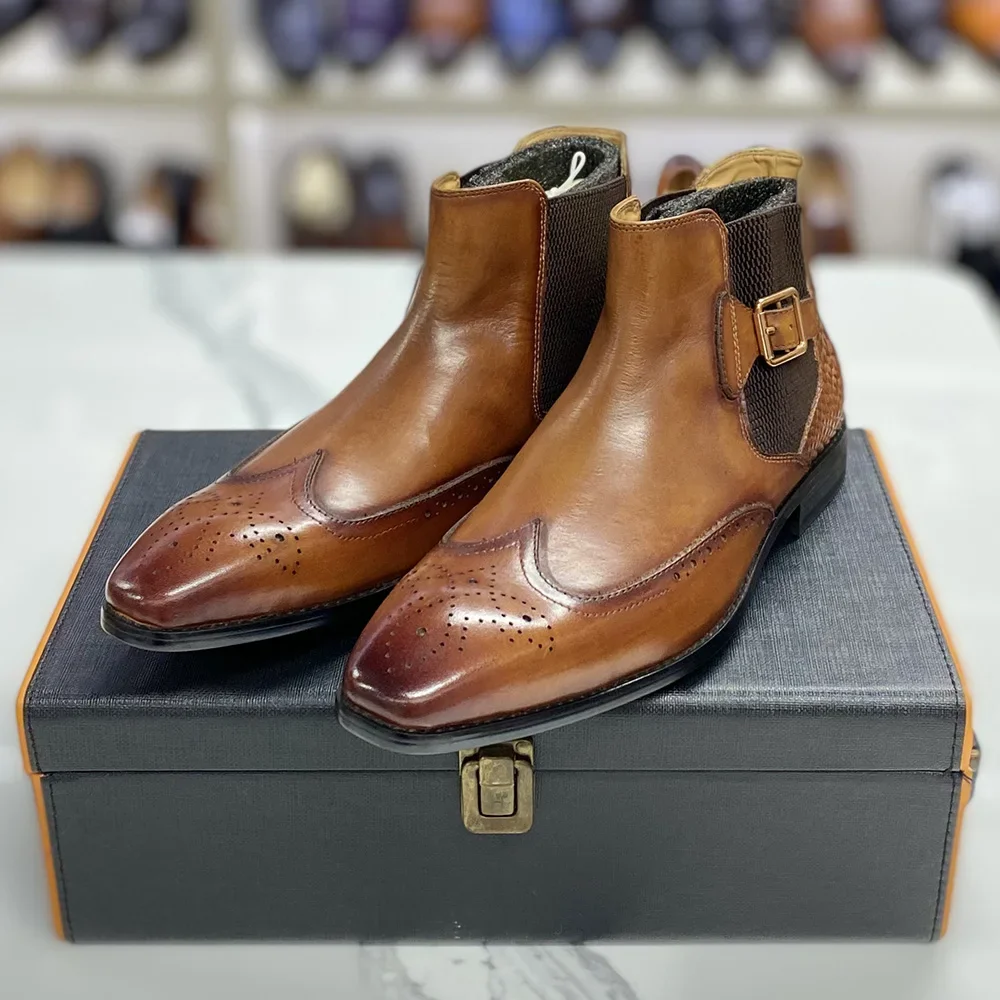 Botines de cuero de vaca real  - Men Formal Wear With Boots reseña y precio