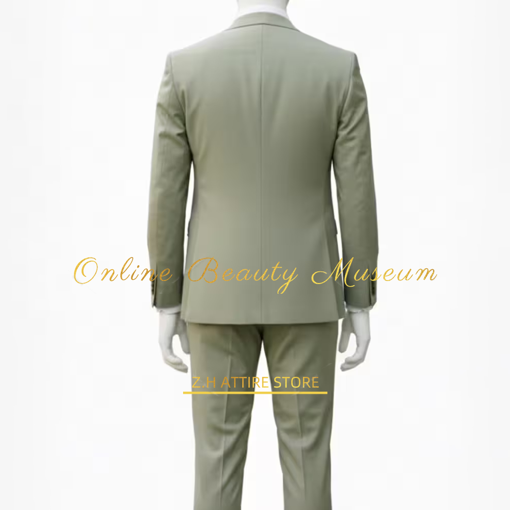Traje de 3 Piezas Verde Salvia - Men Formal Wear Modern reseña y precio